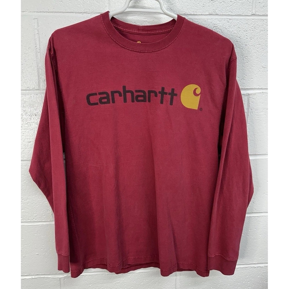 Carhartt K298 INR T-Shirt Mens‎ Large Short Sleeve Logo Work Red Heavy Wear